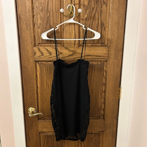 Victoria’s Secret Vintage Gold Label Black Velvet Sparkly Lingerie Black Dress - Picture 4 of 7